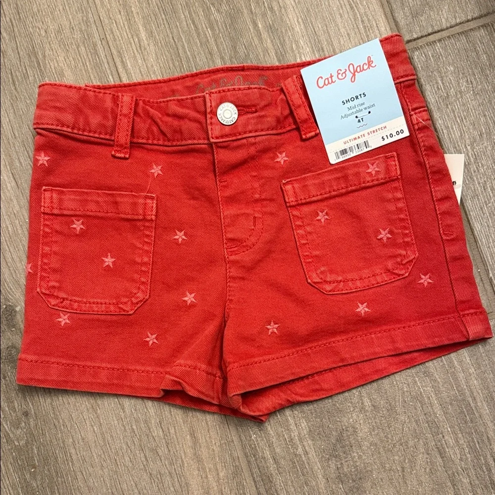 Cat & Jack Red Star Patterned Shorts - Picture 1 of 5